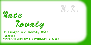 mate kovaly business card
